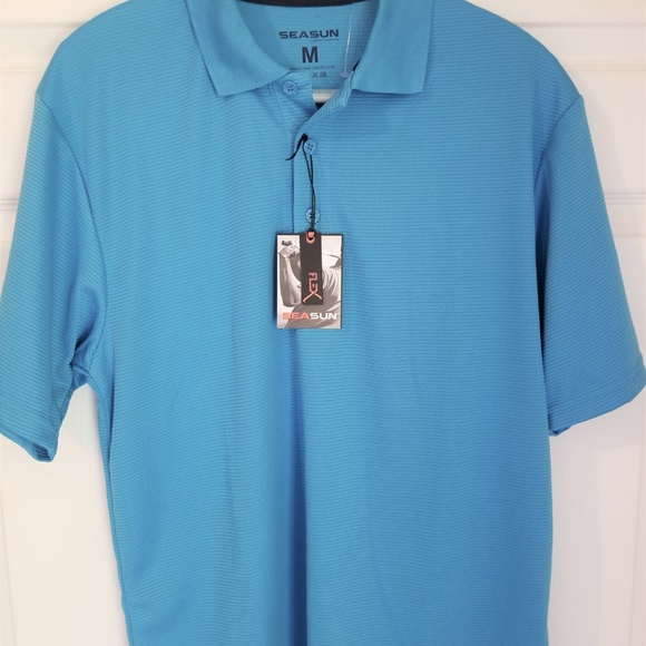 Sea Sun Polo NWT Medium Blue Short Sleeve Ribbed - Picture 4 of 6